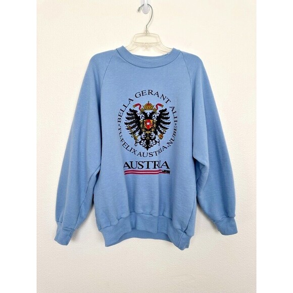 Bella Gerant Alii Vintage 80s 90s Crewneck Light Blue Size M Sport Hinther - Picture 1 of 9